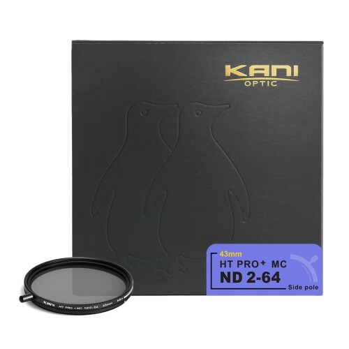 KANI 43粍 変数NDろ波器 HT PRO+ MC ND2-64 減光成り行き最大限度6絞り分 着脱式自然調整用ノッブ付 高濃さ時X状ムラ押さえ付ける 低照りかえす 撥水 撥油 防汚 ナノ上塗り 811301