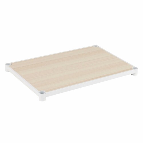 ドウシシャ ルミナス ラック スチールラックパーツ ウッドシェルフ 木製棚板 ポール径25mm 幅61×奥行41cm LL6040-WD スリーブ4個付き 白 スチールフレーム 天板 ナチュラル 耐荷重80kg 業務用