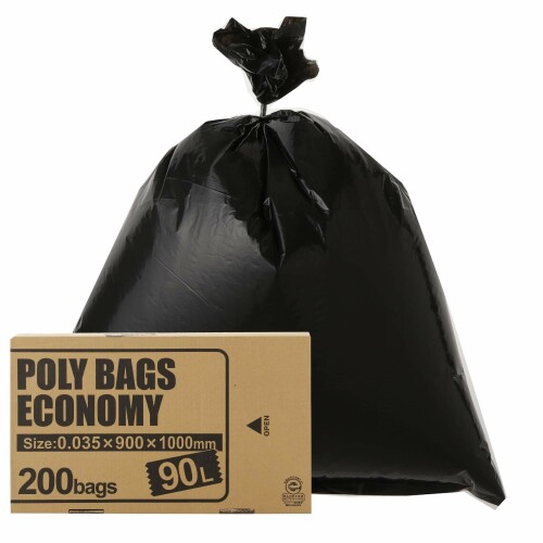 オルディ くず物袋 黒 90L 200枚入 縦100cm×横90珊 日本製 御勤め用 九鼎大呂 防災用 不仕合わせ時 まさかの時 納める エコ見澄ますお墨付き ポリバッグエコノミー PBE-K90-200