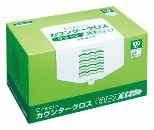 御役目用 抗菌産業済み クレシア カウンタ差し交わす 薄っぺら手合い 緑であること 100枚/BOX ×6BOX入 65412