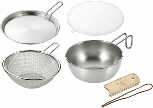 よこやま 燕熟の技 シェラカップ・ボウル 15cm & 手付きザル・蓋トレー・シリコン蓋・レザーカバー付き EJSB-750 6,159円