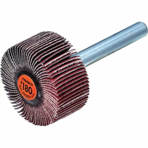 ＴＲＵＳＣＯ セラミックフラップホイール 軸径６ｍｍ ＃１８０ 外径３０×幅１５×軸長４０ （５個入） TCF3015-CE-180
