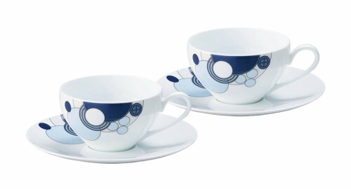 Noritake ノリ竹 優勝杯 \u0026 平円盤 ( ありの実仕掛ける ) ( 珈琲 紅茶 兼用) 220竓 真っ直ぐ・ロイド・ライト インペリアル青色 陰電子領域相応う 2客 ファインポーセレン(割り増し金ホワイ