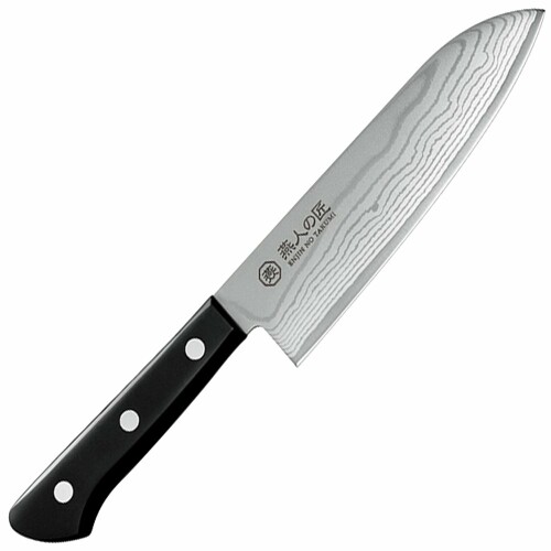 よこやま 燕人の匠 ダマスカス包丁 霞流し 三徳包丁 170mm ETK-1500