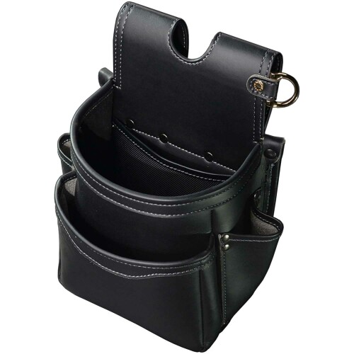 フジ矢(Fujiya) 腰袋2段 黒金 LIGHT PU LEATHER SERIES AB-22BG