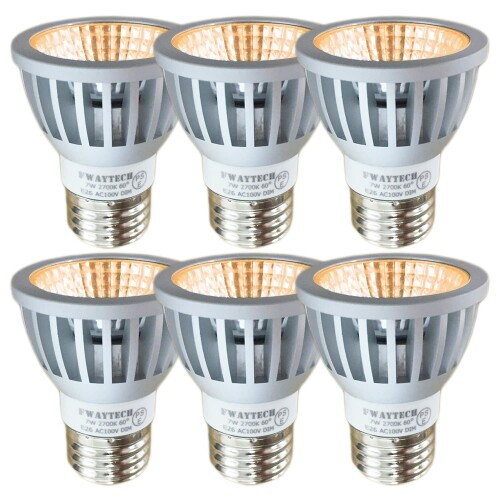 Fwaytech LED電球 E26 電球色 調光 COB7W JDR[ファイ]50 調光対応 ダクトレールLEDスポットライト ハロゲン電球形60W～75W相当 ダイクロハロゲン 密閉器具対応 6個セット (電球色相当(2700K), 本体銀 (広角60｜ビッグゲート