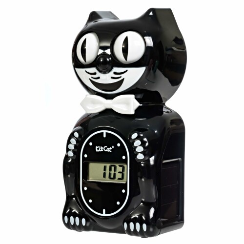 Kit Cat Klock 一揃いの道具 猫 時辰儀 置き時計 愛くるしげ 猫 デジタル時辰儀 黒いこと