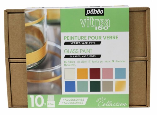ペベオ (Pebeo) 硝子用水性アクリル樹脂えの具 ヴィトレア160 制作室寄せあわせ 45mlｘ10色+添え物 758462