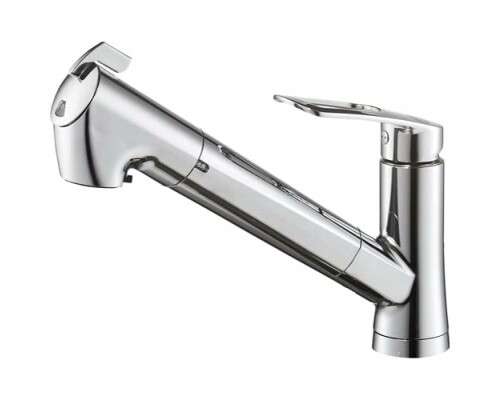 SANEI(サンエイ) シングル浄水器付ワンホールスプレー練りあわせる栓 エコ印字機 吐水切替 抽き出し配管1ｍ 冷ややかさ地用 K87128EJK-13 しろがね色
