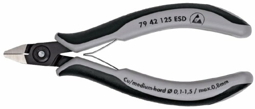 KNIPEX クニペックス ESD電子工学 百貨店ニッパー 全長125粍 先細天々 静電押しとどめる手持ち部分 7942-125ESD
