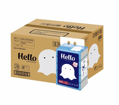 ハロー ソフトパックティッシュペーパー 200組5個 x 16パック 5244