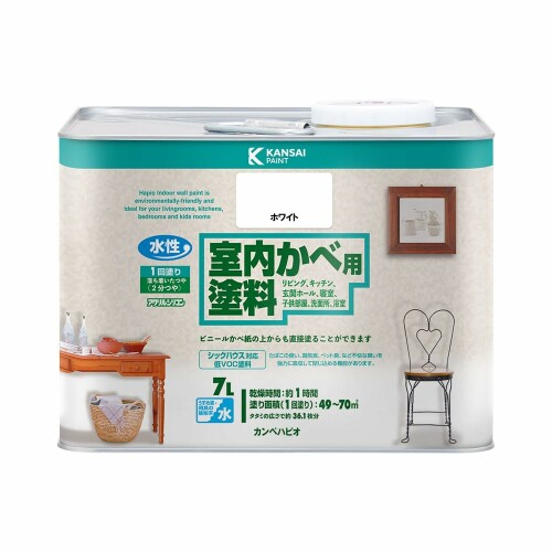 カンペハピオ(Kanpe Hapio) 絵の具 絵の具 水溶性 2分つや 室内かべ用 シックハウス相応う 防真菌剤入り口・入口 室内かべ用絵の具 白いこと 7L 日本製 00317654011070