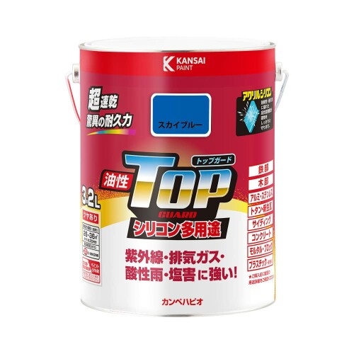 カンペハピオ えの具 えの具 油性 つやあり ケイ素樹脂脂 多役立つこと 超速乾 さび打ち切り剤入り口・入口 いの一番差し固める 天の原青碧 3.2L 油性えの具 日本製 00017640641032