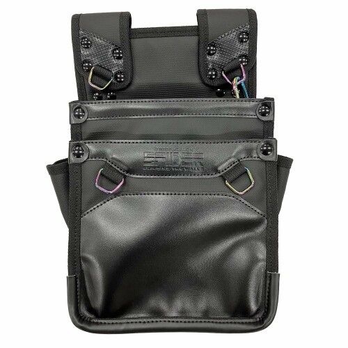 SK11(エスケー11) SPIDER 腰袋 2段 約幅200×高さ300×奥行120mm 道具の携帯・収納 D環・カラビナ付 型押しSPIDERロゴ・レインボー金具採用 SPD-RIP7-JY