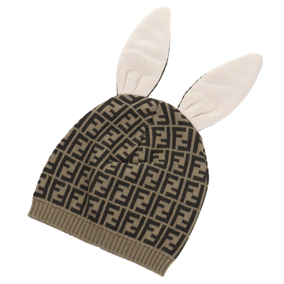 E5613g◾️フェンディ　ズッカ柄　ニット帽 楽天市場】フェンディ ニット帽 ビーニー FF柄 ズッカ柄 グレー キッズ
