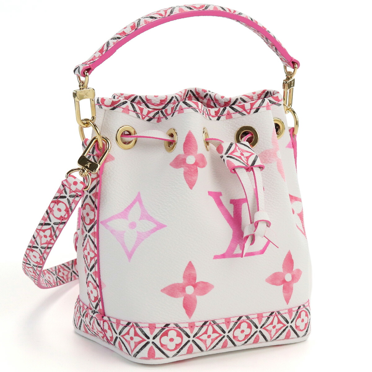 ルイヴィトン ナノ ノエ モノグラムジャガード ショルダーバッグ Ｍ83453 ホワイト レディース LOUIS VUITTON  中古 LOUIS VUITTON - ルイヴィトン ナノ ノエ モノグラムジャガード
