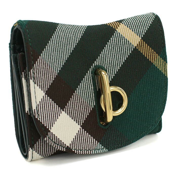 バーバリー BURBERRY ロッキングホース 三つ折り財布 小銭入付き ブランド チェック 8081784　B8636 IVY グリーン系