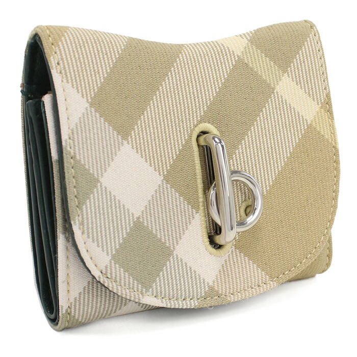 バーバリー BURBERRY 三つ折り財布 小銭入付き ブランド チェック 8081783　A3743 FLAX ベージュ系 wallet-01