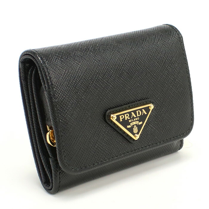 ✨極美✨ PRADA 三つ折り財布 サフィアーノレザー 三角 1MH043 黒 楽天市場】PRADA プラダ 三折財布小銭入付き 1MH042 QHH F0002