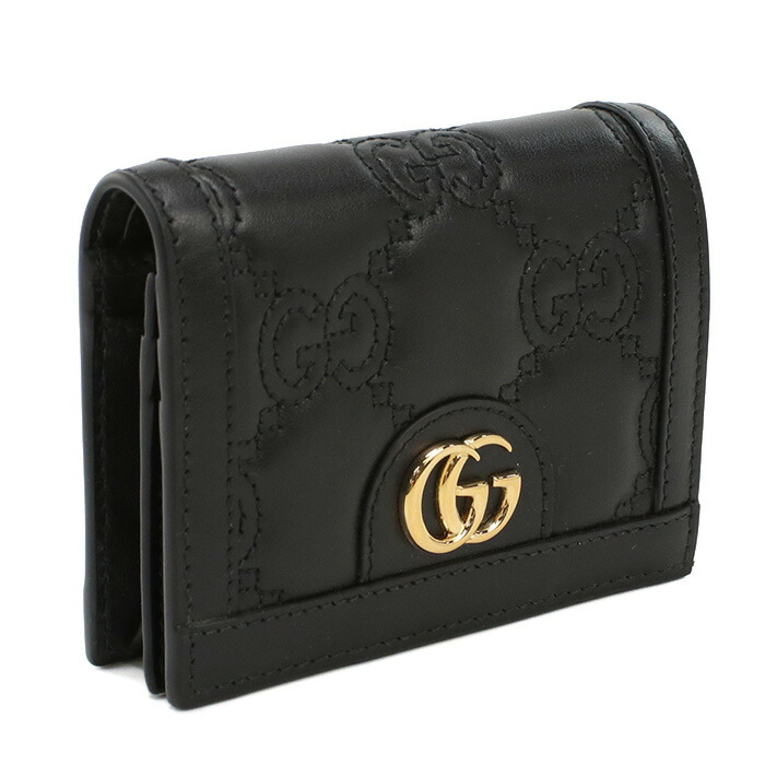 GUCCI ブラックレザー 二つ折り財布 GUCCI ブラックレザー 二つ折り財布 チェーン付き