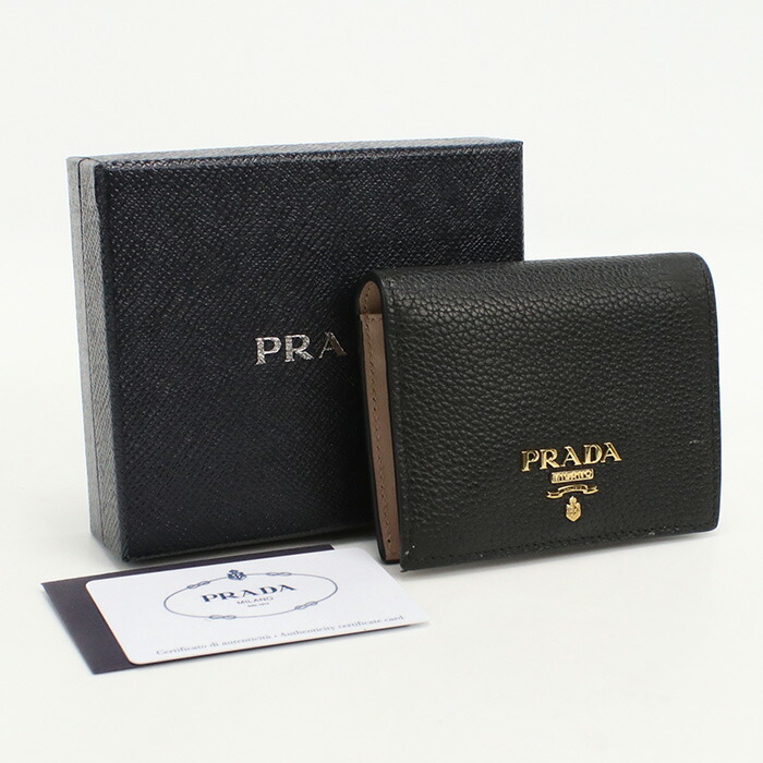 楽天市場】未使用 プラダ PRADA 二つ折り 財布 サフィアーノ レザー 黒 楽天市場】未使用 プラダ PRADA 二つ折り 財布 サフィアーノ レザー 黒
