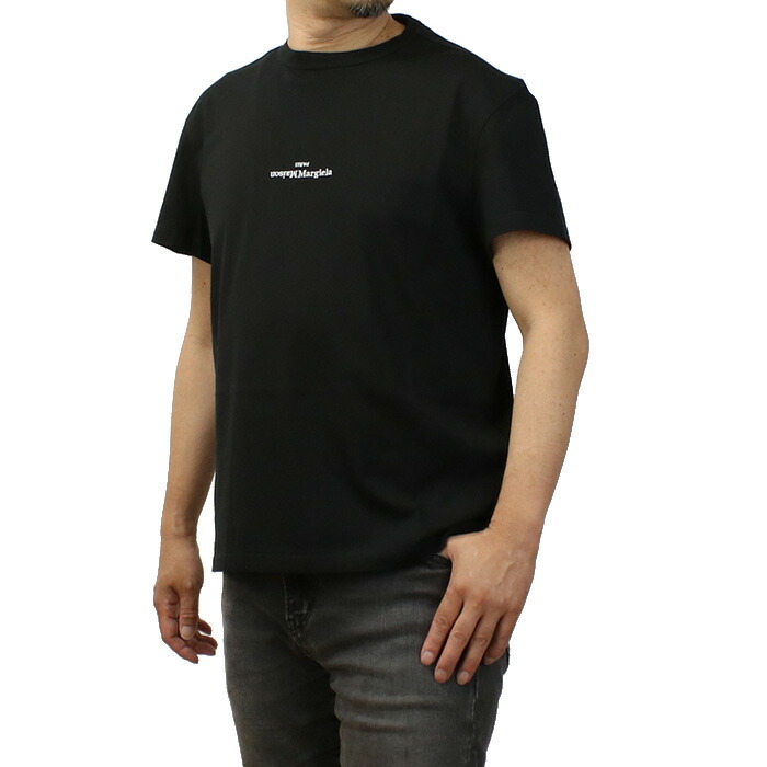 マルジェラ Tシャツ メンズ黒 ４ステッチ デニムやパンツに Maison Margiela メゾン・マルジェラ ステッチ ロゴ Tシャツ