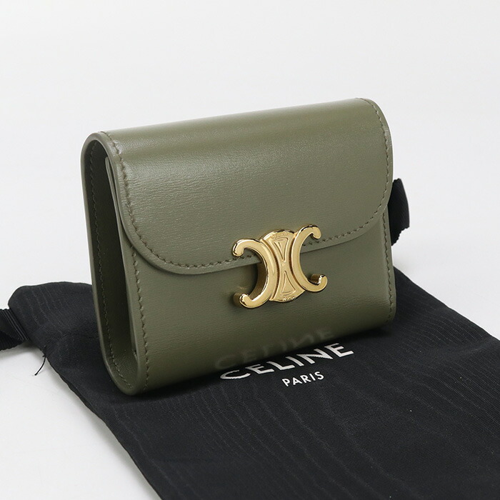 美品 セリーヌ トリオンフ 折り財布 CELINE 箱 保存袋 紙袋 取説 CELINE(セリーヌ)トリオンフ財布 三つ折り財布 ユニセックス