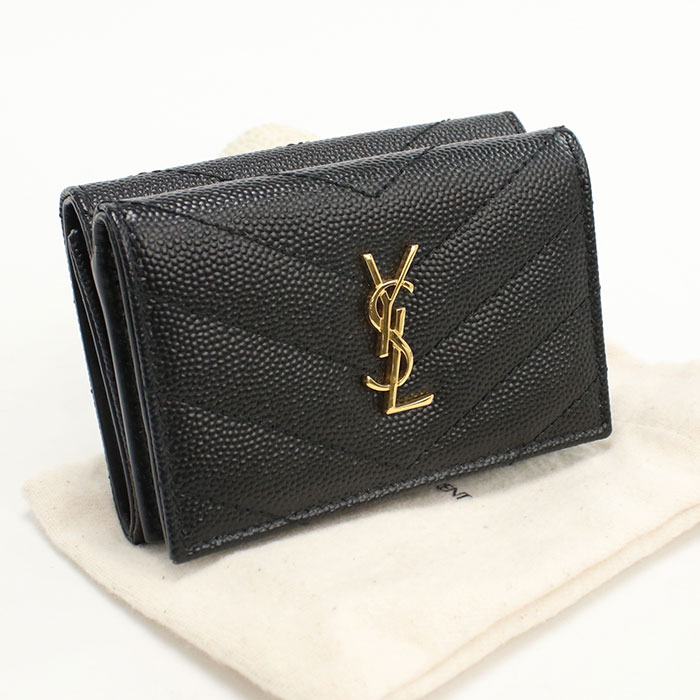 【美品】SAINT LAURENT ナイロンチェーン 三つ折り財布 楽天市場】サンローラン パリ 三つ折り財布 黒 ナイロン ヤシ【未使用