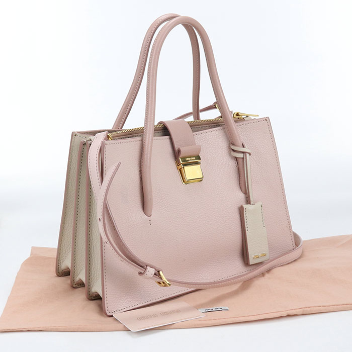 【中古良品】MIUMIU(OUTLET) ミュウミュウ アウトレット トートバッグ 5BA104 F0JW1 2AJB 2WAY マドラス レディース ピンク｜ブランド総合卸　ビッグヒット