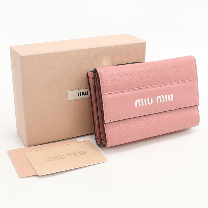 楽天市場】miumiu(ミュウミュウ) 三つ折財布 コンパクト 赤 レッド×黒