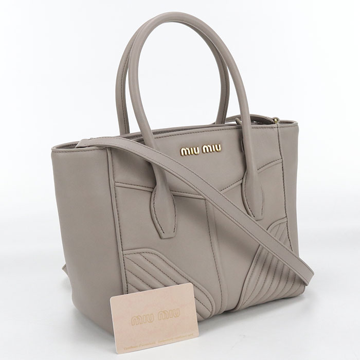 【中古良品】MIUMIU(OUTLET) ミュウミュウ アウトレット トートバッグ 5BA145 2E5W F0D32 2WAY レディース グレー｜ブランド総合卸　ビッグヒット
