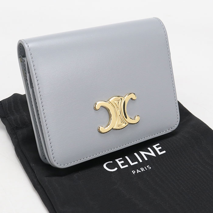 【中古良品】CELINE セリーヌ 二つ折り財布 トリオンフ レディース ブルー|ブランド総合卸 ビッグヒット