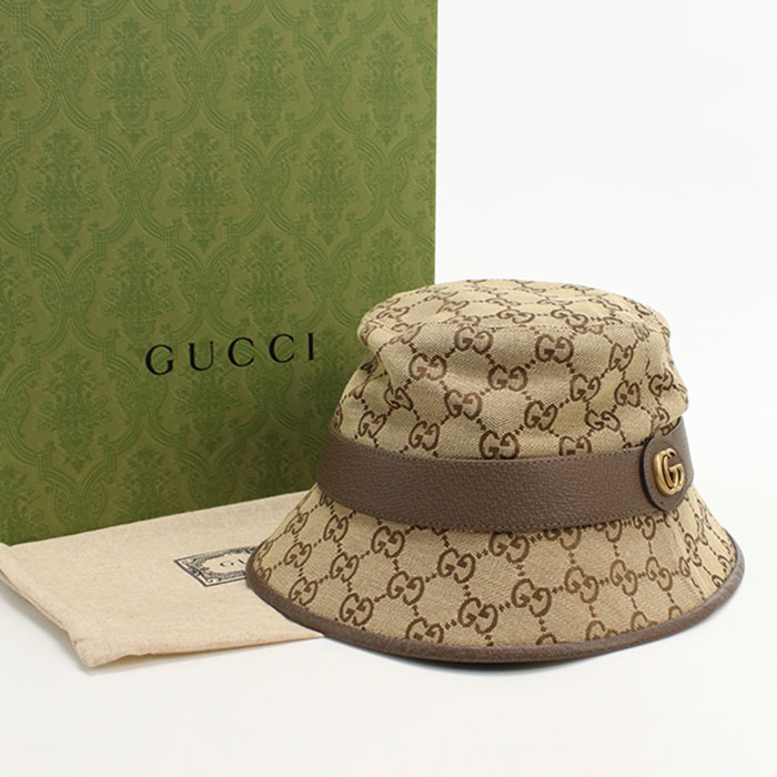 【中古・未使用】GUCCI グッチ ハット 576587 フェドラハット GGキャンバス ユニセックス ベージュ #M｜ブランド総合卸　ビッグヒット