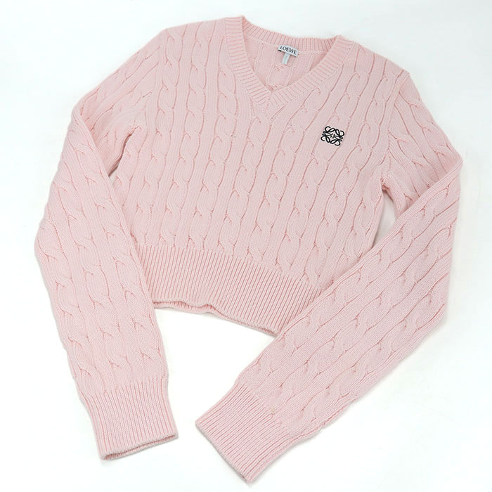 【中古美品】LOEWE ロエベ ニット セーター アナグラム レディース ピンク #S｜ブランド総合卸　ビッグヒット