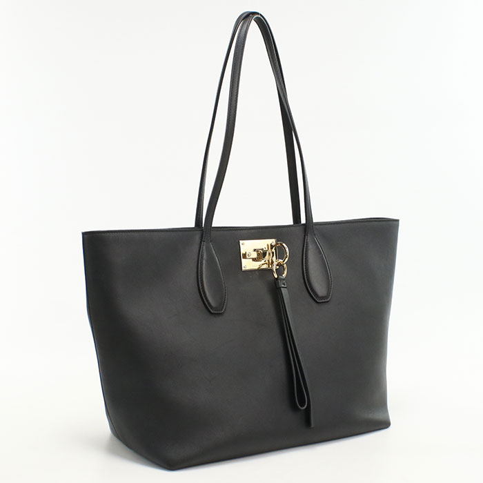 【中古良品】FERRAGAMO フェラガモ トートバッグ 21 H655 ガンチーニ レディース ブラック｜ブランド総合卸　ビッグヒット