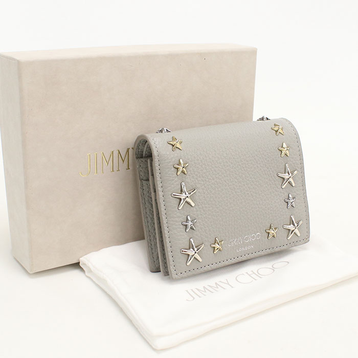 【中古・未使用】JIMMY CHOO ジミーチュウ 二つ折り財布 ハンネ レディース グレー|ブランド総合卸 ビッグヒット