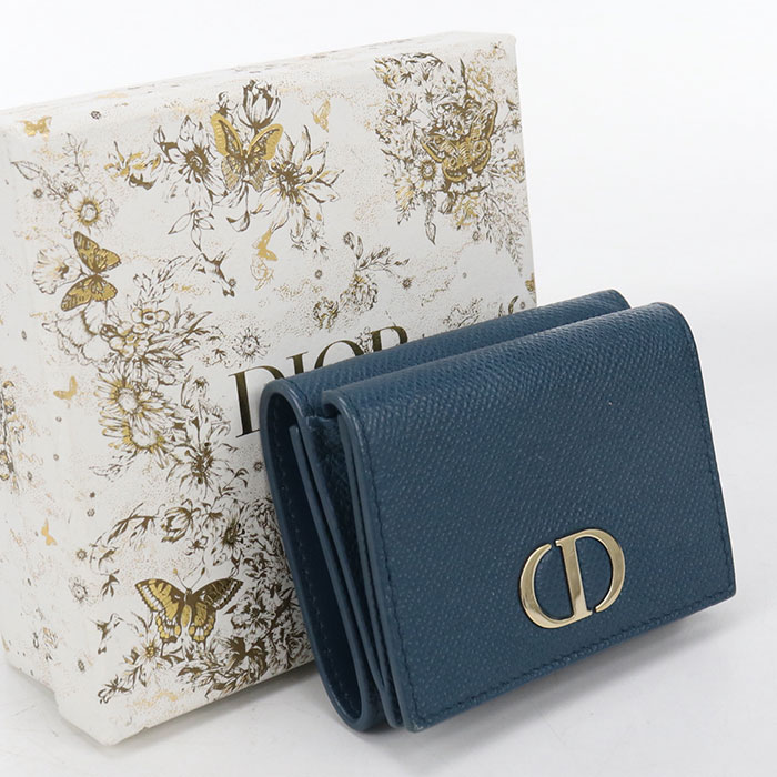 【中古良品】DIOR ディオール 三つ折り財布 30 モンテーニュ レディース ブルー｜ブランド総合卸　ビッグヒット