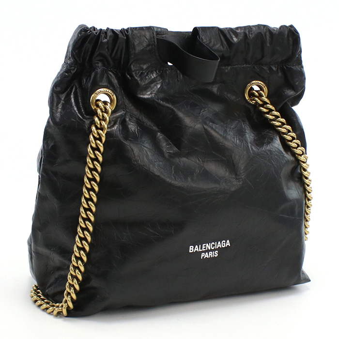 【BALENCIAGA】黒 合成皮革 ショルダーバッグ バレンシアガ BALENCIAGA バレンシアガ DOWNTOWN ダウンタウン ロゴレザー