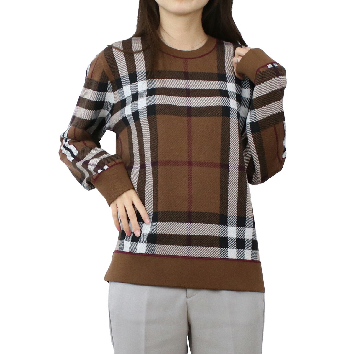 【値下げ】 Burberrys NEW WOOL 長袖ニット イングランド製 バーバリーズ Burberrys セーター ニット ラムウール 長袖 茶