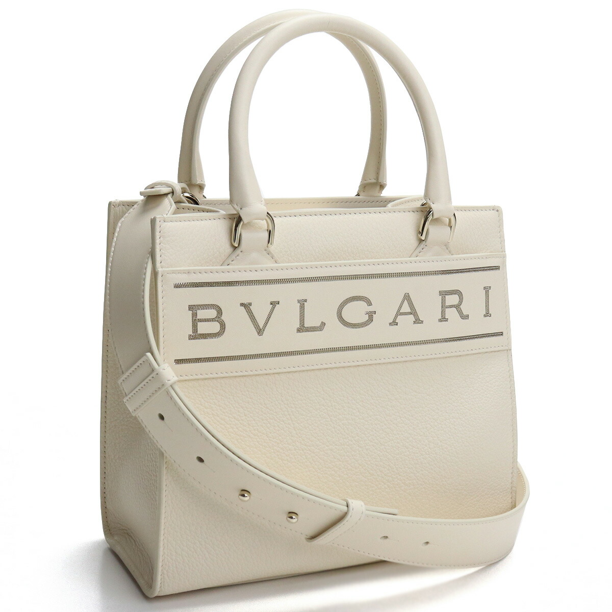 21aw新作 ブルガリー Bvlgari トートカバン 商標バッグ ブランドロゴタイプ Logo Chain Leather Ivory Opal アイボリー系列 Bag 01 Cuny Nysieb Org