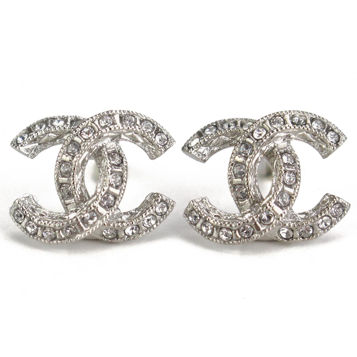 Hit The Total Brand Whole Chanel Rhinestone Here Mark Hit The Total Brand Whole Chanel Rhinestone Here Mark Pierced Earrings A45628 Silver Zirconia Rakuten Global Market