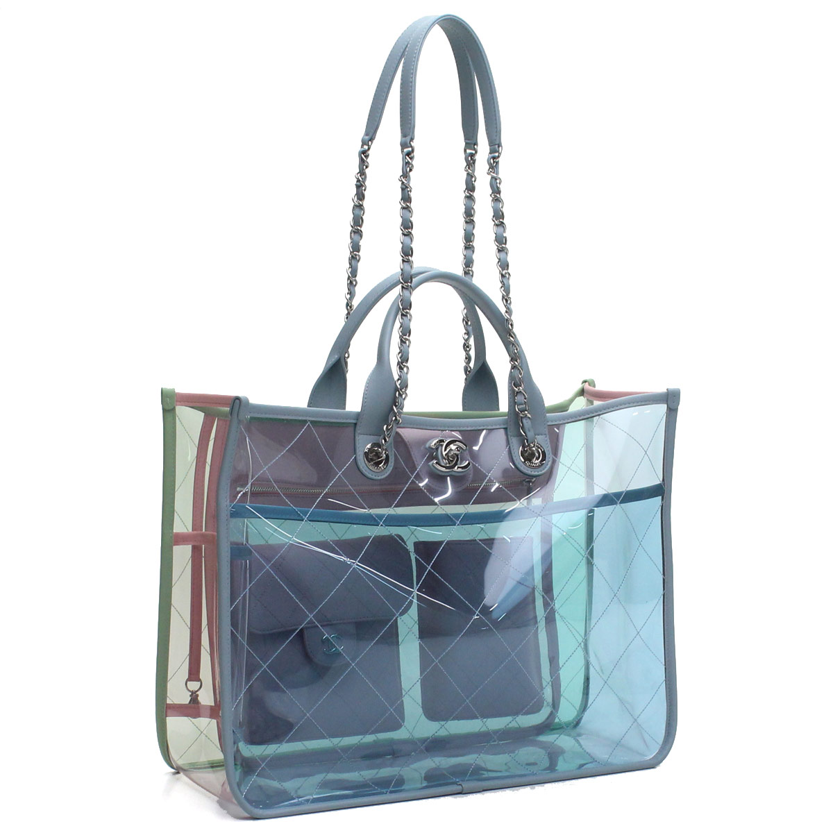Hit The Total Brand Whole Chanel Clear Pvc Large Hit The Total Brand Whole Chanel Clear Pvc Large Ping Bag Tote A57411 Blue System Rakuten Global Market