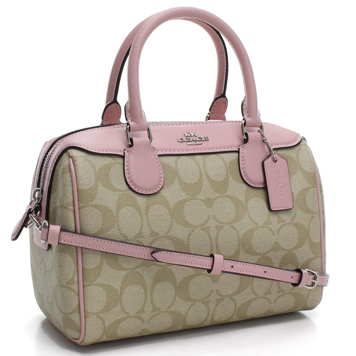 Coach Signature 2way Mini Boston Handbag F32203 Svosa Beige System Pink Lady S