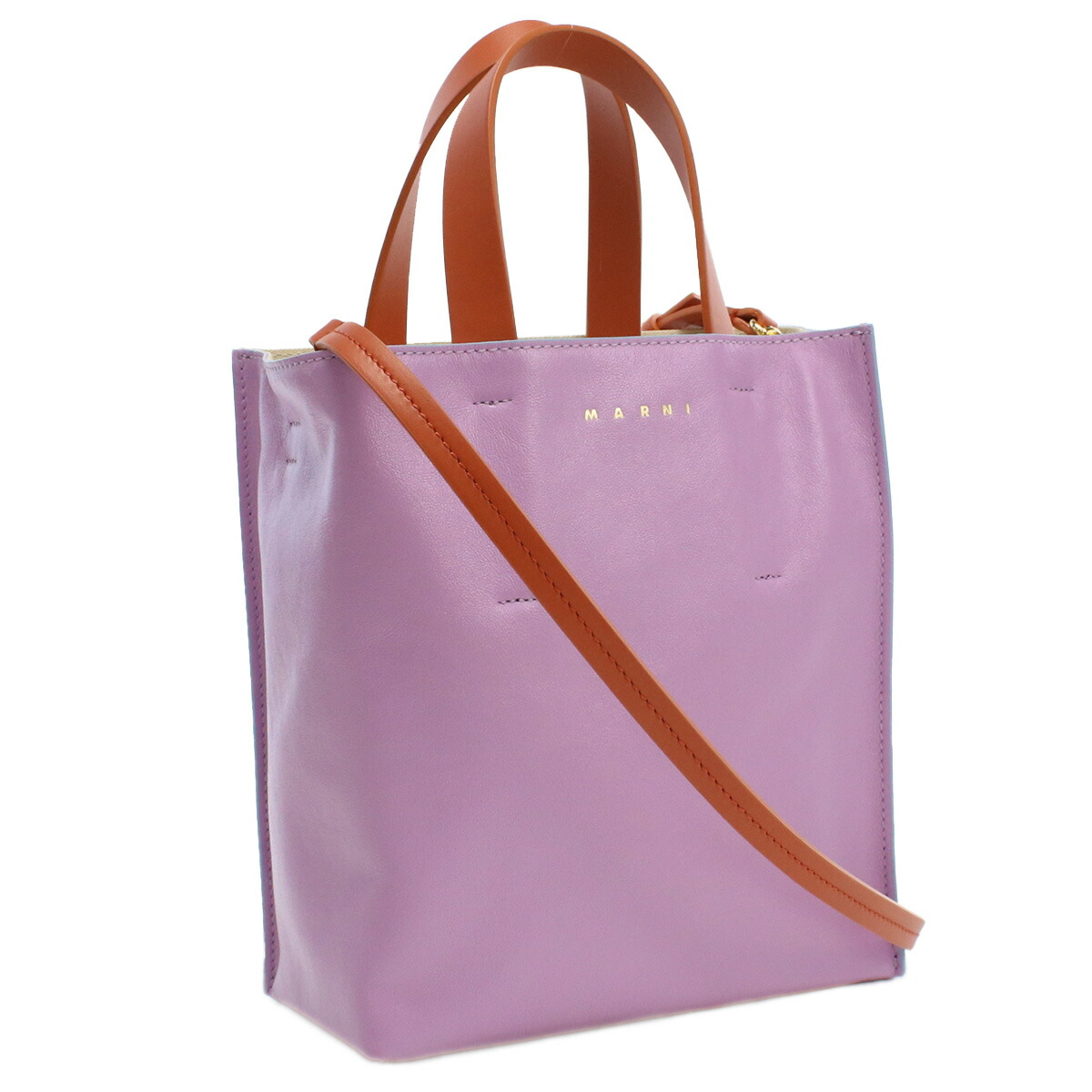 マルニ　セルロース　トートバッグ　ペーパーバッグ　バイカラー　MARNI MARNI（マルニ）セルロース×レザーバイカラーロゴトートバッグ