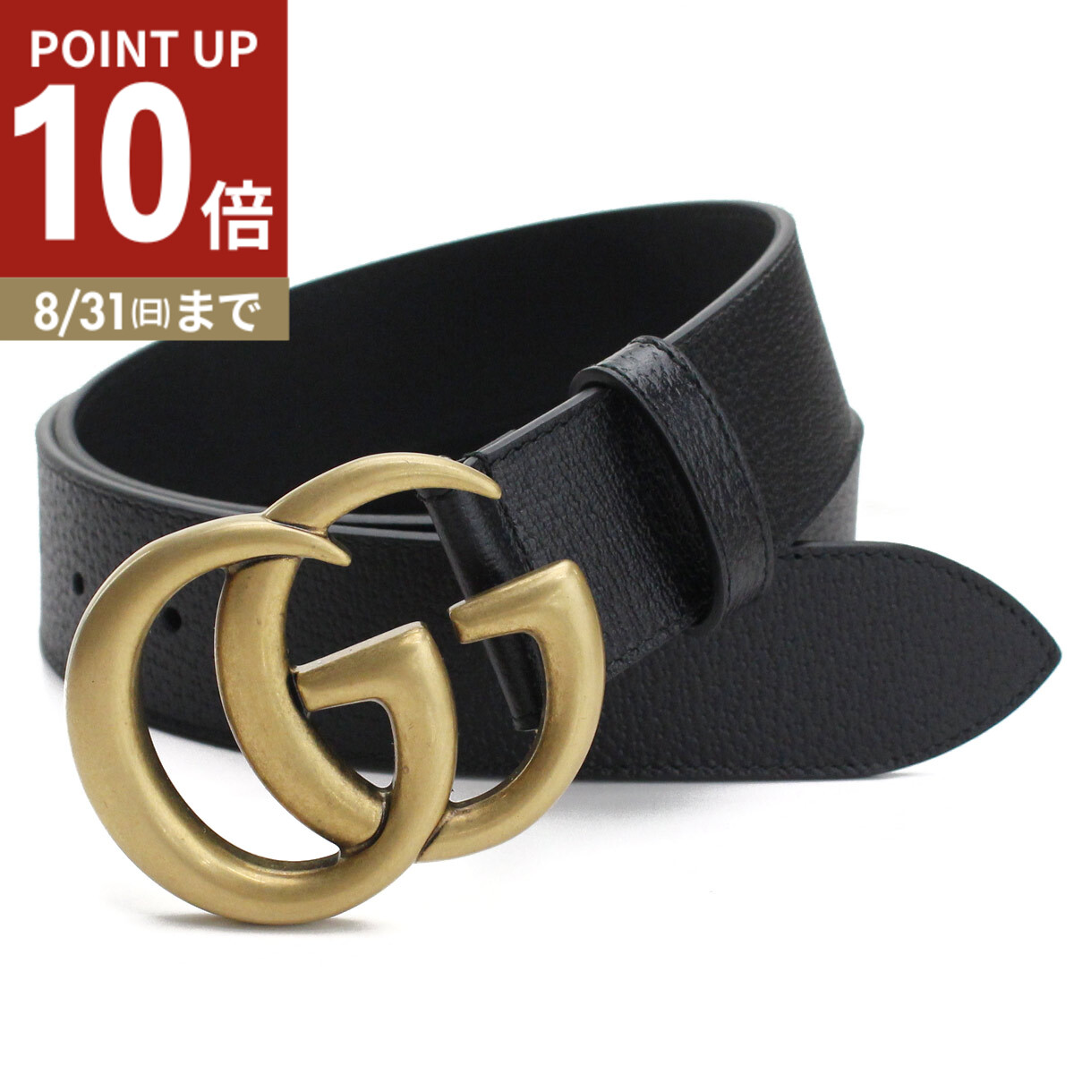 GUCCI ブラック レザー ベルト GGバックル 406831 GUCCI グッチ ベルト メンズ カーフスキンレザー マーモント