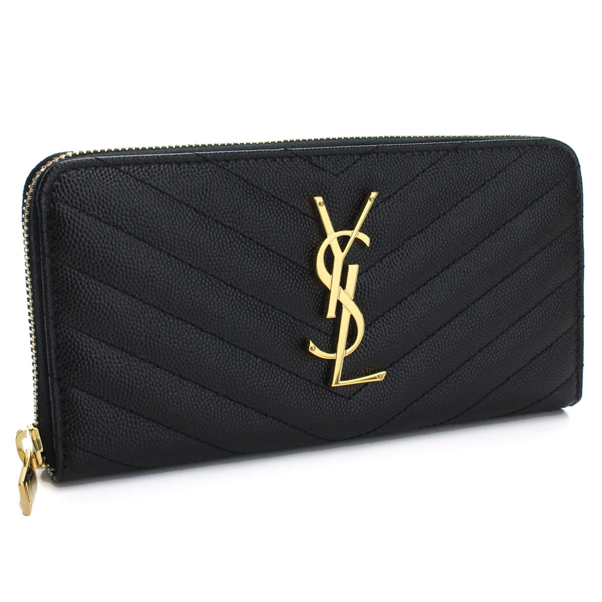 SAINT LAURENT　長財布　レザー　ラウンドファスナー　ブラック SAINT LAURENT サンローラン 長財布 YSLロゴ ラウンドファスナー