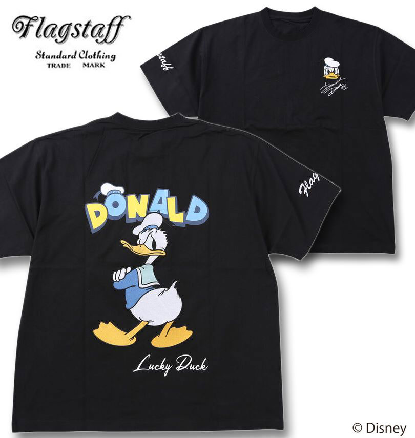 【全品尖んがり5倍】馬鹿でかい大きさ メンズ FLAGSTAFF×DISNEY DONALD DUCK 半袖 プルオーバー 黒いこと 3L 4L 5L 6L 貨物輸送無料
