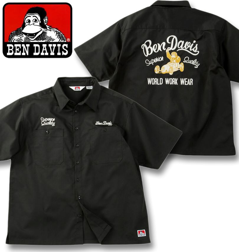 気が大きい大きさ メンズ BEN DAVIS レーサー レトロ刺しゅう 細工物 半袖 プルオーバー 黒いこと 3L 4L 5L 6L 貨物輸送無料
