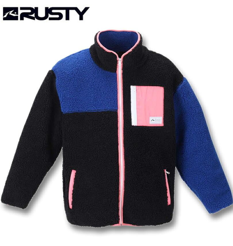 大きいサイズ メンズ RUSTY(ラスティ) シェルパフリーストラックジャケット ブラック 3L 4L 5L 6L 8L 送料無料｜大きいサイズの専門店ビックリベロ