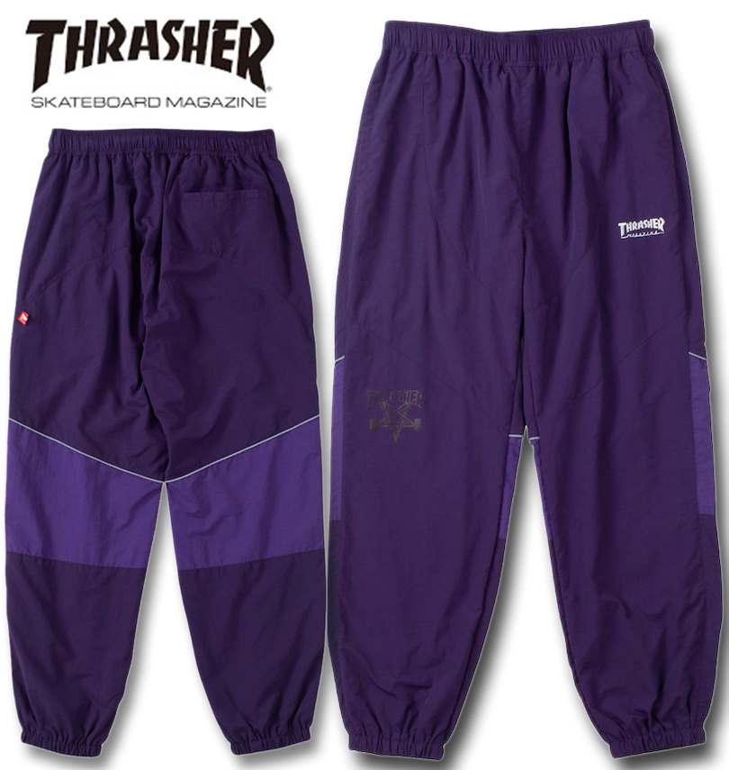 大きいサイズ メンズ THRASHER ナイロンワッシャー 裏メッシュ パンツ ダークパープル&times;パープル 3L 4L 5L 6L 送料無料｜大きいサイズの専門店ビックリベロ